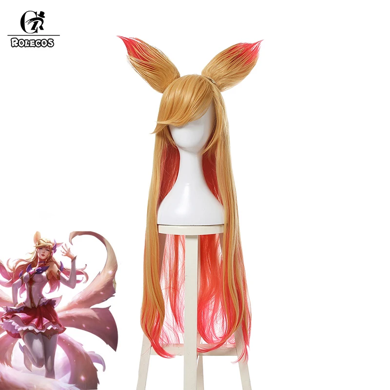 ROLECOS Игра Лол косплей волос звезда Guardian Ahri Косплей пижамы 90 см длинные