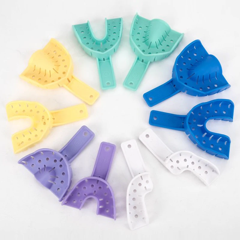 10pcs Colored Dental Materials Plastic Impression Trays As Shown In