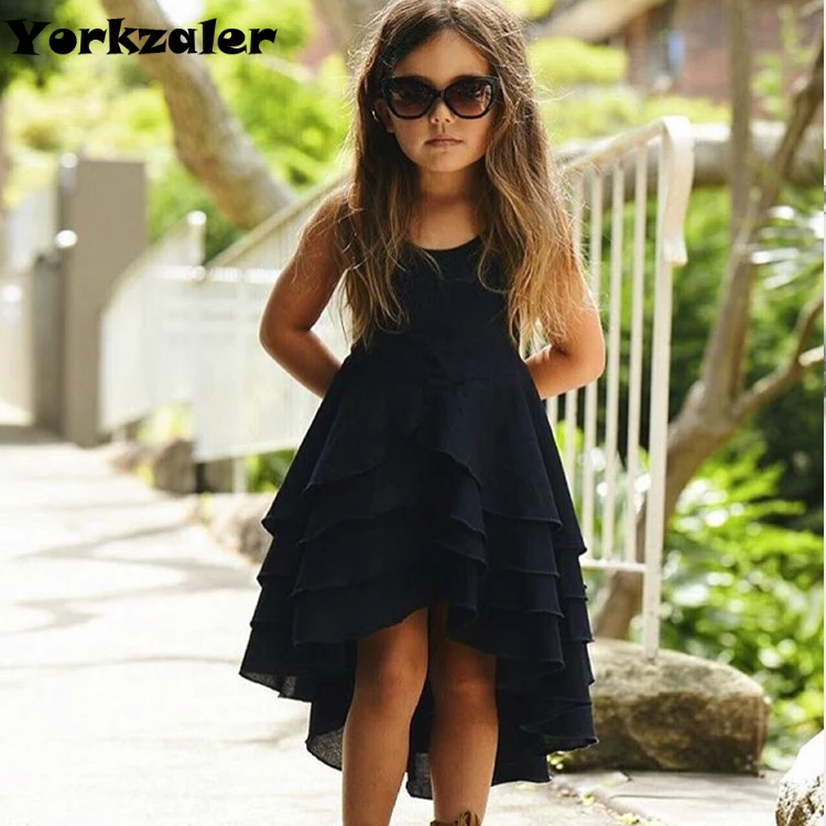 

Girls Dress Sleeveless Vacation Dress for Baby Girl Solid Princess Dress Party Clothes Kids Summer Wear Clothing