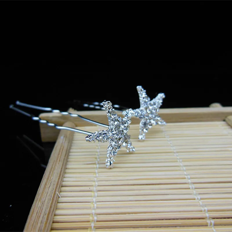 120 pcs New Fashion Silver Starfish Bridal Wedding Prom Crystal Rhinestone Hair Pins Hair Clip hair accessories hair ornament