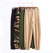

The New Spring And Summer 2018 Street All-match Solid Radish Pants Pants, Thin Elastic Leg Opening Nine Camouflage Overalls