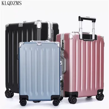 

KLQDZMS 20/24/28Inch Men Women Business Travel Trolley Suitcase Unisex Aluminum Frame Rolling luggage Spinner Wheels