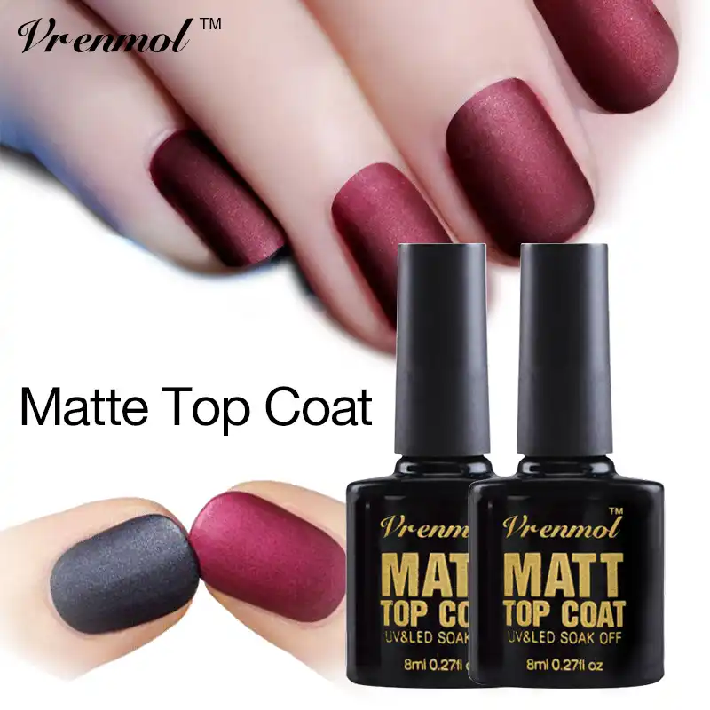 Vrenmol 1pcs Matt Matte Top Coat Uv Led Matt Top Gel Black Pink