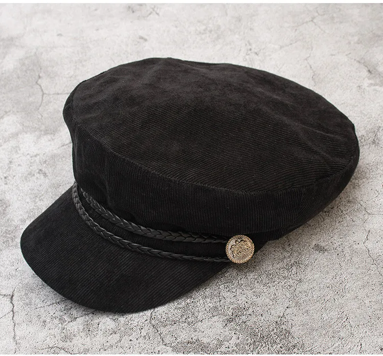 New Autumn And Winter Women Hat British Korean Version Of The Tide Beret Wild Japanese Black Octagonal Cap For Girls HC17 (9)