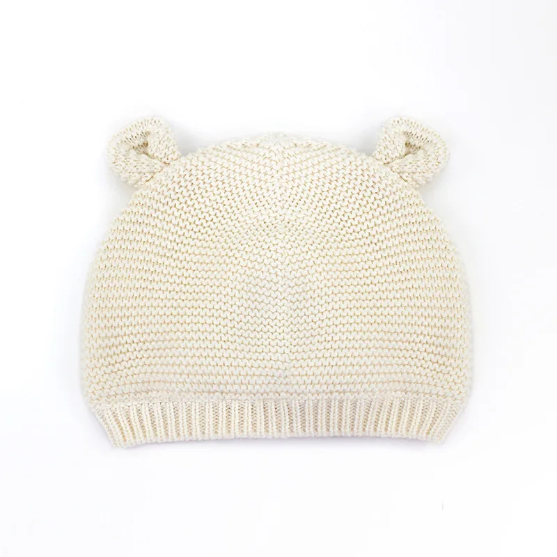 Cotton Cute Baby Beanie Bear Ears Knitted Beanie Hat For Girls Cartoon Infant Toddler Boys Hat Double Layer Crochet Hat Autumn (2)