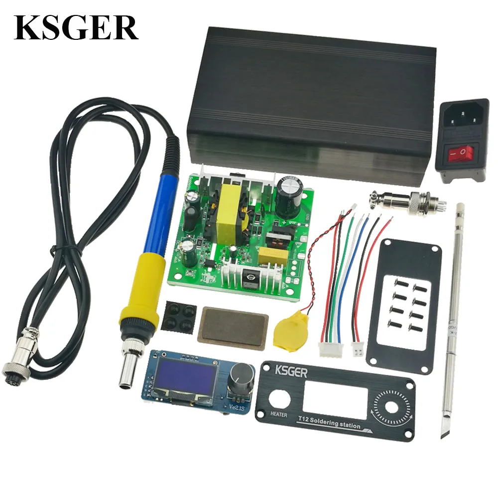 

KSGER T12 DIY Soldering Iron Station STM32 V2.1S OLED Welding Sting Tips Aluminum Handle Controller Tool Electric Stailess Steel