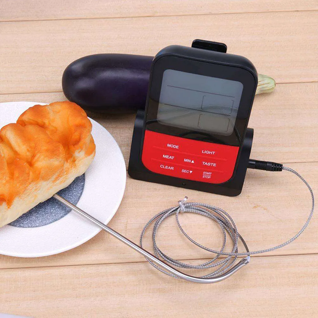 

Digital Cooking Meat Food Oven Grilling Thermometer Wireless Waterproof BBQ Thermometer With Timer Function