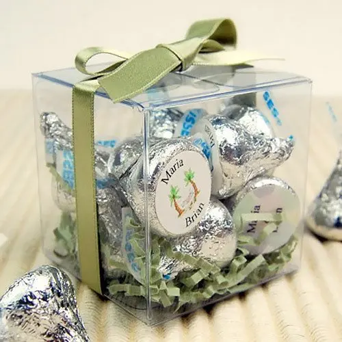 FREE SHIPPING 50pcs 5x5 Clear PVC Birthday Gift Box Wedding Favor Boxes