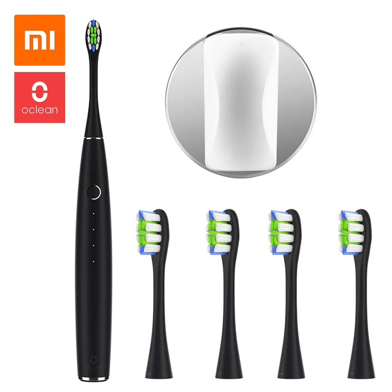 Xiaomi Oclean One электрический набор зубных щеток с 2 головкой щетки настенный держатель приложение управление водонепроницаемый Быстрая зарядка зубная щетка - Цвет: Black