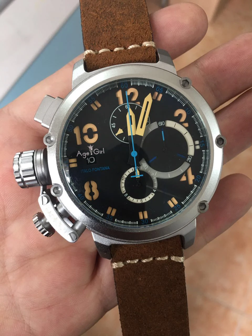 

Brand New Men Automatic Mechanical Watch Black Silver Rose Gold Boat Stainless Steel Brown Leather Sports 50mm U51 Watches For U