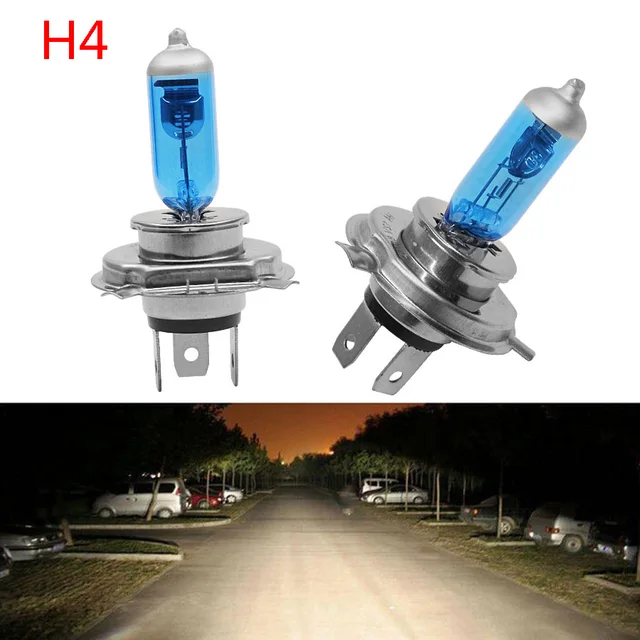 2PCS H4 55W/100W Halogen 6000K High Low Beam Light Headlight Bulb Auto