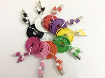 

100pcs High Quality 1M 3Ft Micro USB cable 5Pin Flat Noodle Data Sync Charger Cable For Samsung Galaxy S6 S5 S7 for Android