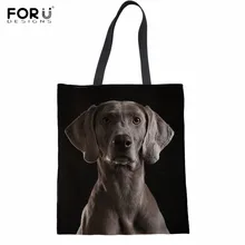 FORUDESIGNS/Модная женская тканевая сумка с милым 3D изображением щенка веймаранера, Женская хлопчатобумажная сумка, сумки, пакет для продуктов