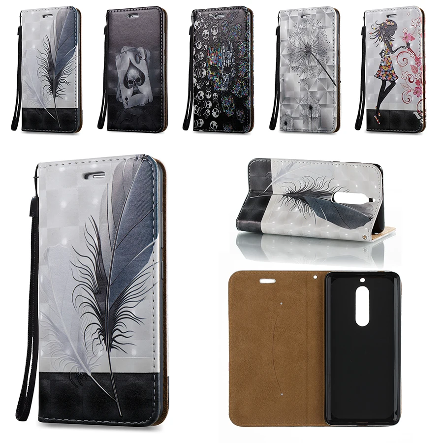 

3D Painted Flip PU Leather Wallet Card Slot Lanyard Cover Case for Huawei Mate10 Mate10 lite/Pro Magnetic Phone case