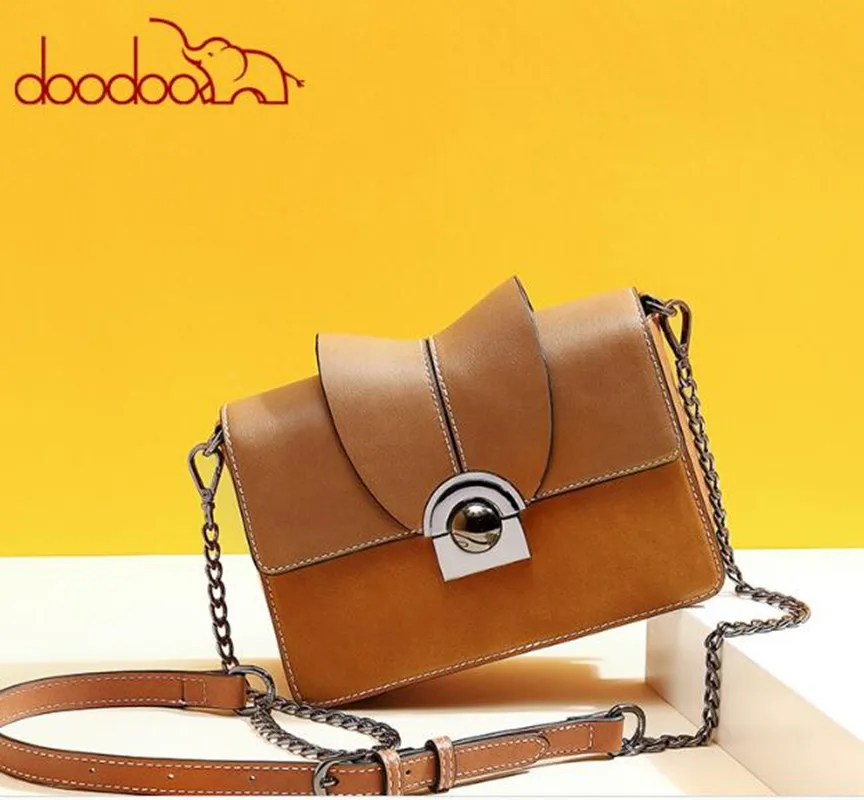 

DOODOO Luxury Designer Women Vintage Messenger Bag Falp Handbags Small Female Chain Shoulder Crossbody Bags famous brands FR624