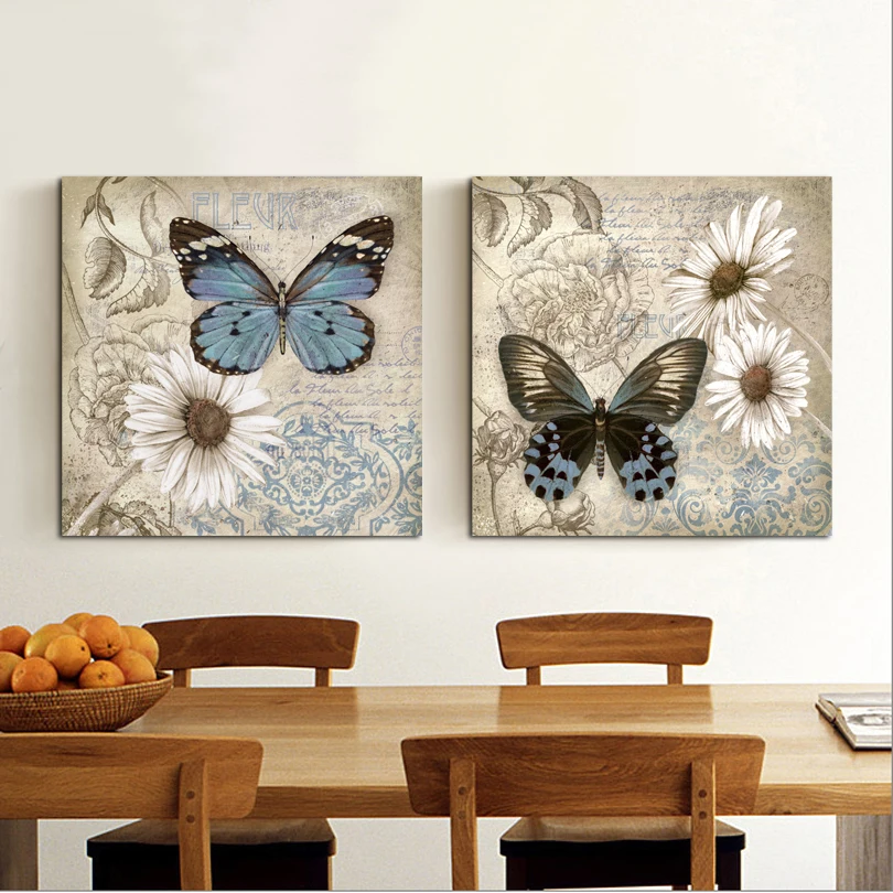 2 шт. бабочки Home Decor Wall Art холст картины настенные панно для гостиной Куадрос Decoracion