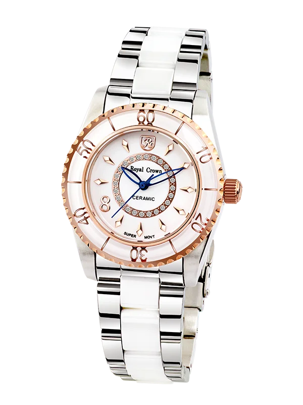 

Royal Crown 6311L Italy brand Diamond Japan MIYOTA ceramics New Fashion Women Analog Quartz Watch Female Relojes Mujer
