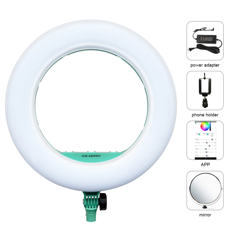 Кольцевая лампа Yidoblo AX-480DII Bluetooth APP био-цветная кольцевая 2800-9900K комплект