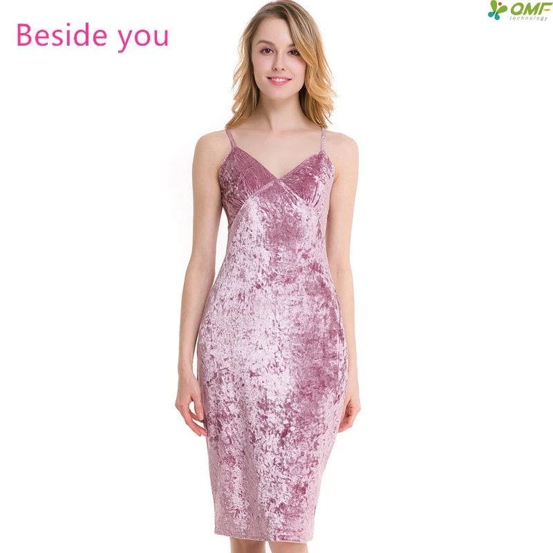 Kohl's pink velvet v neck dress dresses