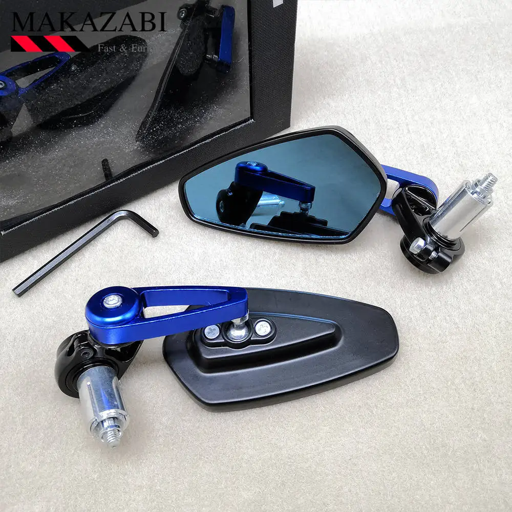 22 мм 7/" мотоциклетное зеркало с ЧПУ алюминиевое зеркало заднего вида Ручка Бар торцевые боковые зеркала заднего вида для HONDA cb cbr YAMAHA tmax yzf - Цвет: Blue(blue glass)