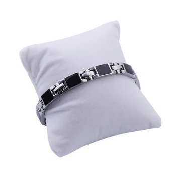 

Mens 9MM Stainless Steel Rubber Magnetic Therapy Link Bracelet Negative Ion Germanium Power Health Wrist Band 7.5" Silver Black