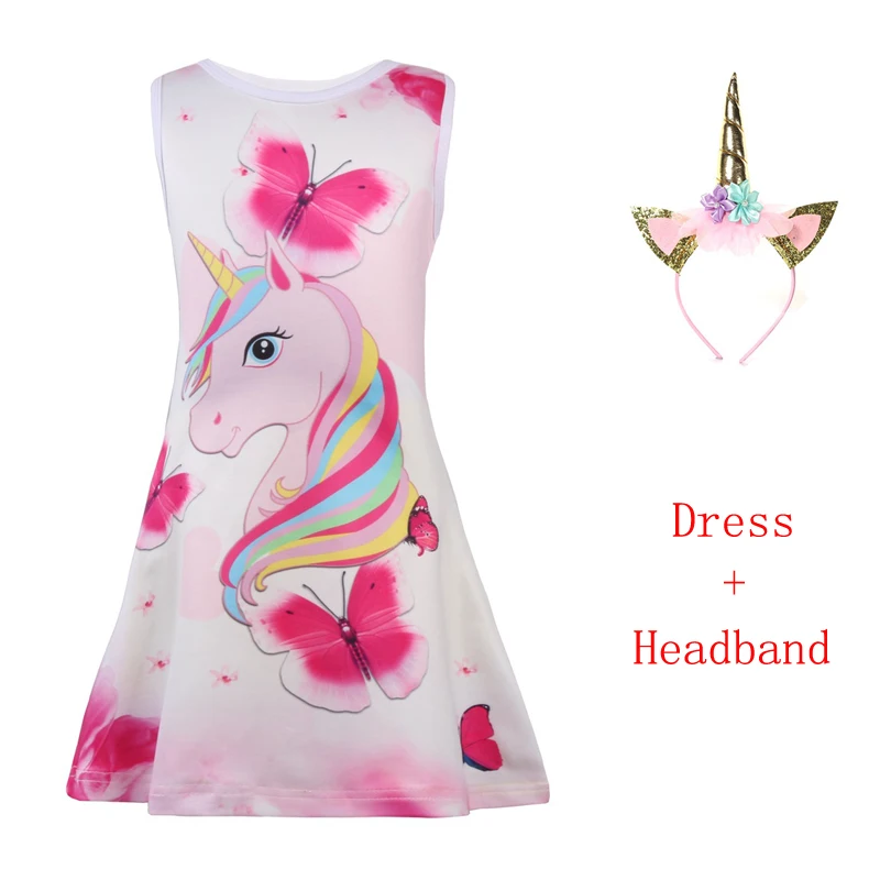 

2019 New Summer Baby Kids Dresses Girls unicorn Dress Sleeveless Clothing Children Princess Party Dress elegant Unicornio pijama