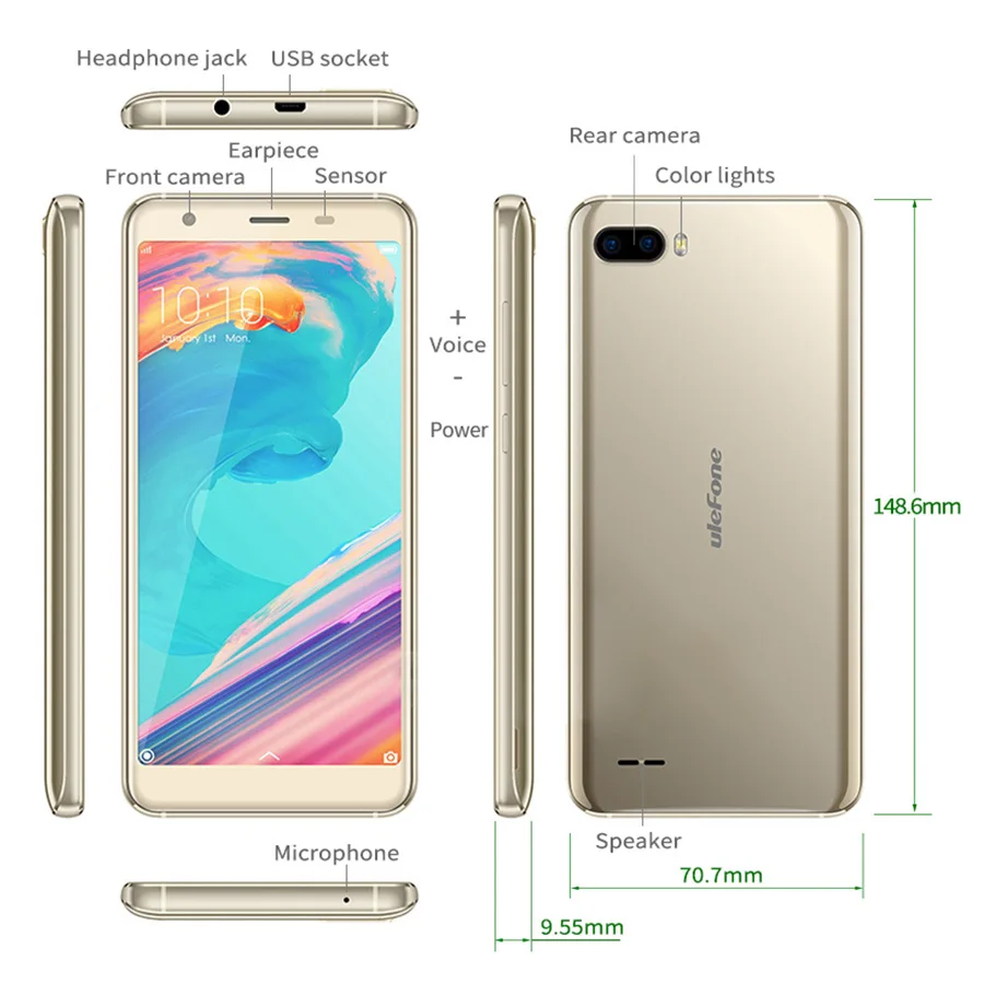 Ulefone S1 Pro Android 8 1 смартфон с 5 дюймовым дисплеем четырёхъядерным процессором MT6739