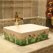 Прямоугольные Цзиндэчжэнь керамические санитарные принадлежности арт счетчик умывальник Lavabo раковины для ванной комнаты китайские керамические раковины