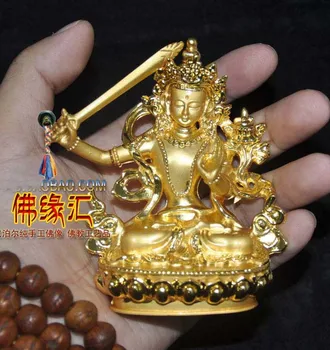 

10 CM personal Buddha figure # efficacious Protection of God Tibet Tibetan Buddhism gilding brass bless safe Buddha statue