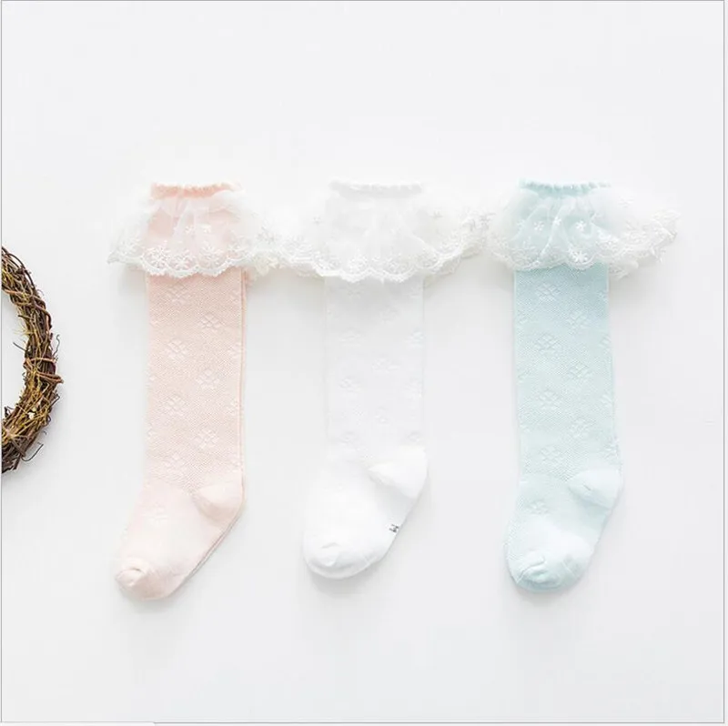 summer breathable baby socks for girls Newborn Toddler Knee High Lace