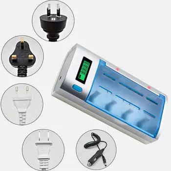 

OOTDTY 1Set 4 Slots Universal Smart Battery Charger with LCD Screen Display for AA/AAA Ni-MH Ni-CD Rechargeable Batteries