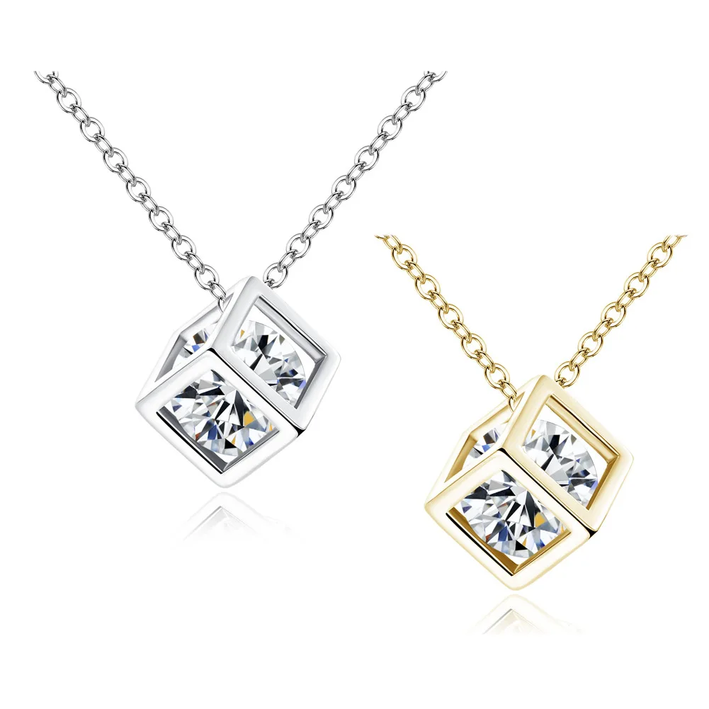 

GCC33 Factory Wholesale Water Cube Zircon Necklace Rubik's Cube Zircon Pendant Block Necklace Pendant in Heart