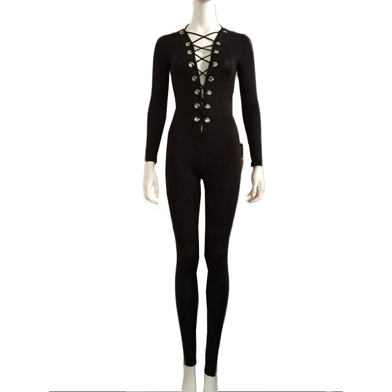 Woman Tight Bodysuit Sexy Overalls Night Club Rompers Party Bodycon