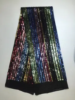 

2018 hot French color sequined lace fabrics, high-quality African unique sequins net/Nigerian net holiday party dress ZYY106
