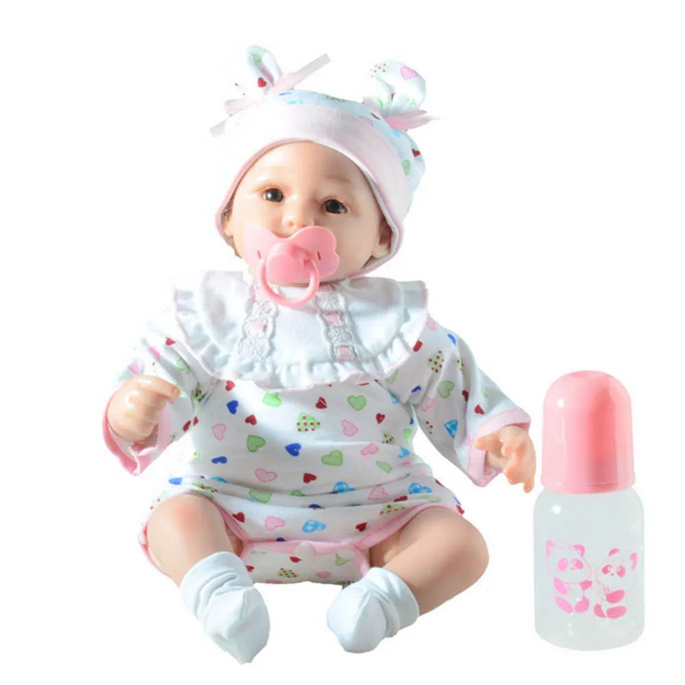

42cm Lifelike Newborn Girl Doll Silicone Baby Reborn Dolls with Soft Cloth Body Bebe Toys for Children Christmas Birthday Gift