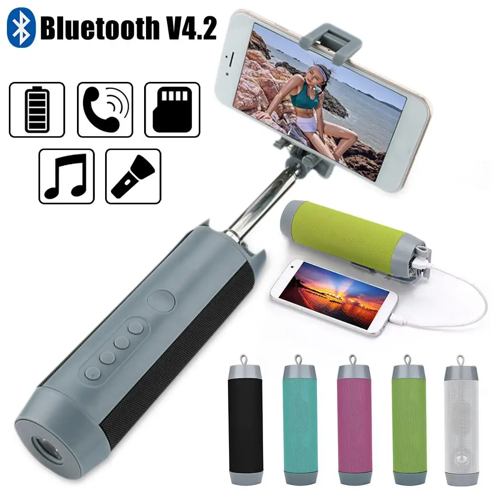 

5 In 1 Multi-Functional Speakers Bluetooth Flashlight Box Stereo Outdoor Portable Mini Selfie Stick Bluetooth Wireless Speakers