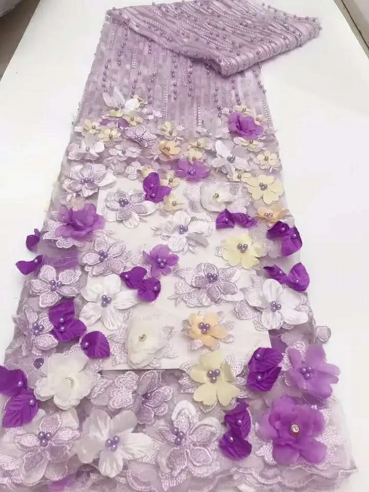 

handmade new french style with 3D flower for party or wedding dress JOY-122660 beaded 3D lace fabric for algeria fashion show