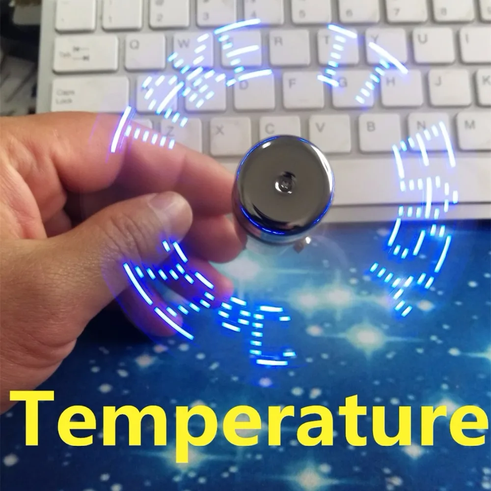 USB Fans Temperature Display Creative Gift With LED Light Cool Gadget Temperature Display