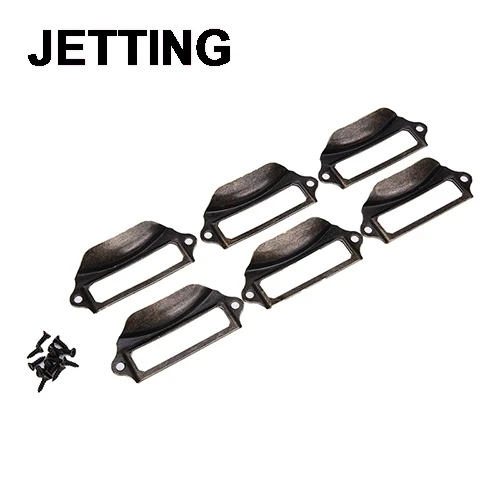 6pcs Handle File Name Card File Cabinet Handles Label Hold Antique