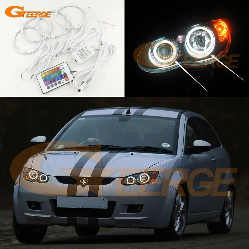 For Proton Satria Neo 2006-2013 Excellent Angel Eyes Multi-Color Ultra bright RGB LED Angel Eyes kit Halo Rings for ford maverick 2005 2006 2007 excellent led angel eyes kit multi color ultra bright rgb led angel eyes halo rings