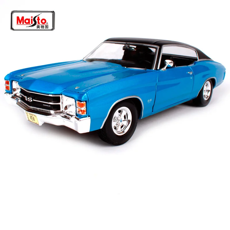 Maisto 1:18 1971 chevrolet chevelle ss454 синий автомобиль литья под давлением 275*105*77 мм роскошные модели классических машин старый автомобиль игрушка для мужчин 31890