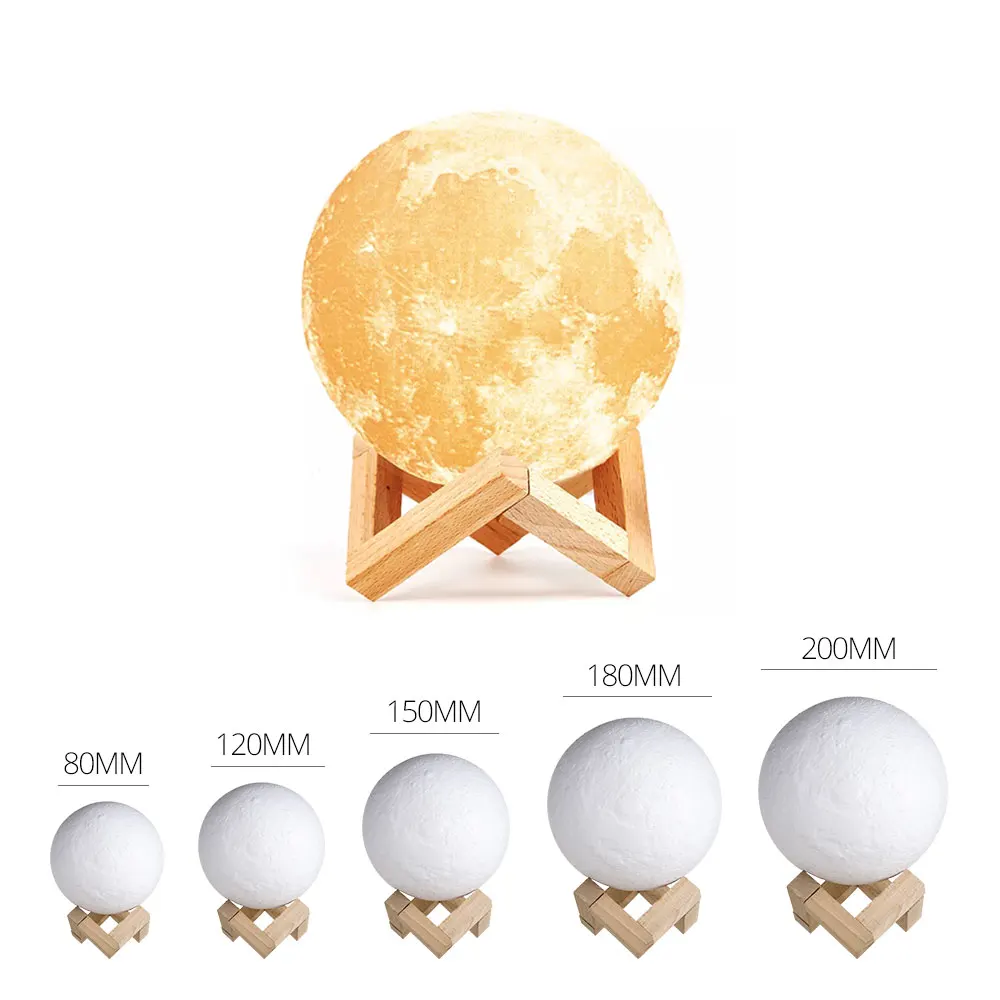 Dropship 3D Print Rechargeable Moon Lamp Light Creative Novelty Light Bedside Lamp Touch Switch Moon Table Lamp For Bedroom Deco