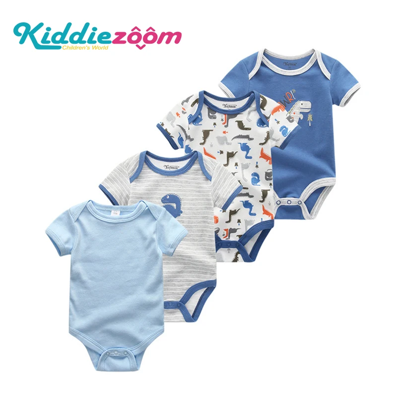 Г., 4 шт./партия, хлопковая одежда для новорожденных боди с единорогом, одежда с короткими рукавами для маленьких мальчиков Одежда для маленьких девочек с героями мультфильмов Ropa bebe