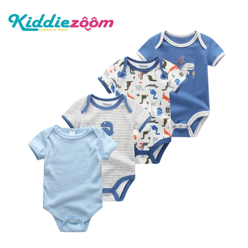 

2019 4PCS/Lot Cotton Newborn Kids Clothes Unicorn Bodysuit Short Sleeve Baby Boy Clothes Cartoon Baby Girl Clothes Ropa bebe