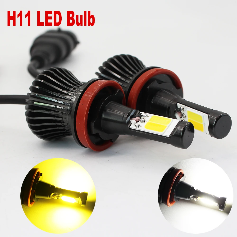 

H11 LED Fog Lamp H1 H3 H7 9005 9006 880 881 Bulbs 21W COB chips White Amber/Yellow Dual Color switch Car Auto Fog Driving Lights