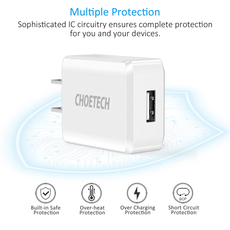 CHOETECH, зарядное устройство USB для смартфона, 5 В, 2 А, ЕС, вилка, зарядное устройство, адаптер USB, настенное зарядное устройство для iPhone, samsung, зарядное устройство для мобильного телефона s