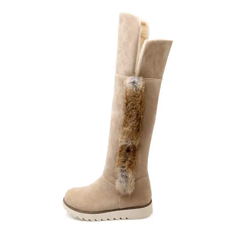 TAOFFEN/женские зимние сапоги до колен с Плюшевым Мехом, размеры 34-43, обувь на плоской подошве для холодной зимы, теплые меховые сапоги, высокие сапоги, женская обувь