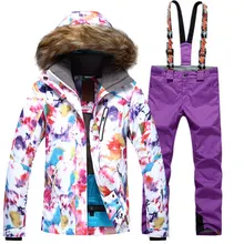 GSOU SNOW Женский одиночный двойной борд Открытый водонепроницаемый дышащий теплый ветрозащитный горнолыжный костюм куртка+ лыжные штаны размер xs-l