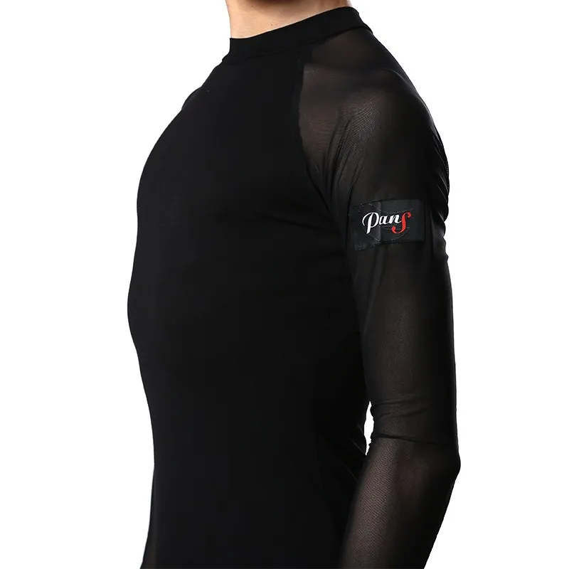 

Male Latin Dance Shirts Black Color Cotton Long Sleeve Wears Men Gentlemen Ballroom Chacha Present Tops Fabrics