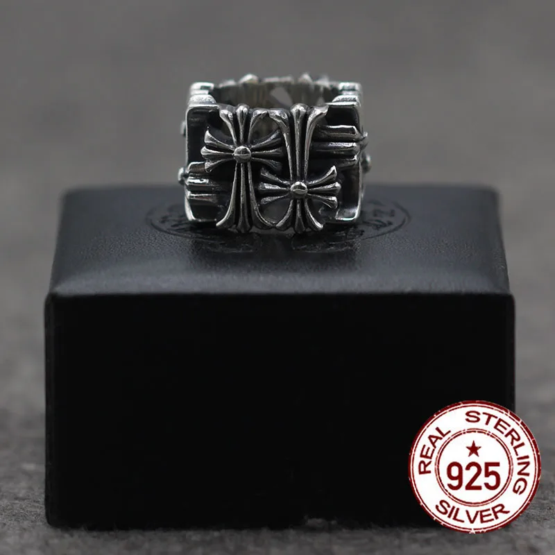 

S925 sterling silver men's ring new punk personality retro style arrogance crosses fashion modeling boutique jewelry send lover